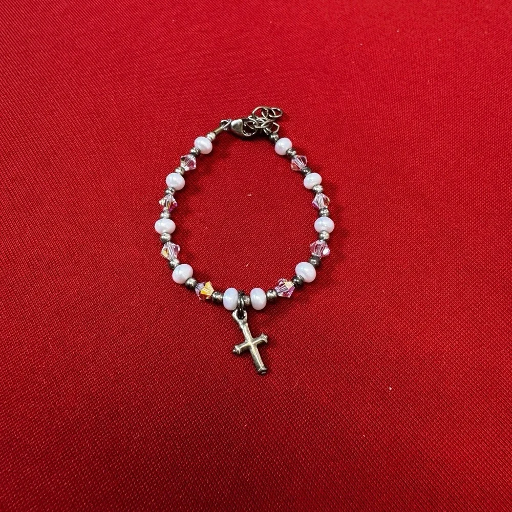Baby/Child Beaded Dangle Cross Charm Glass‎ Plastic Metal